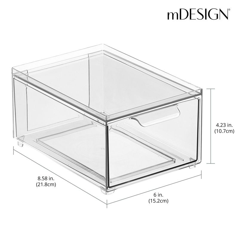 mDesign Plastic Stackable Bathroom Storage Organizer with Drawer, 4 of 9