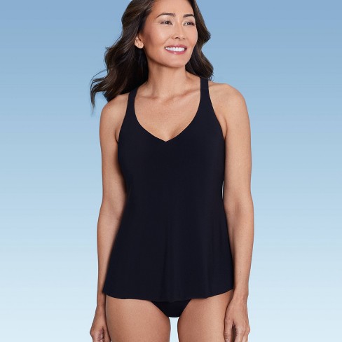 Profile Pretty Wild Black G-Cup Shirred Underwire Tankini Top, Tankini Top