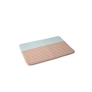 Deny Designs June Journal Beach Striped Memory Foam Bath Rug Blue/Orange : Microfiber, Machine Washable, Non-Slip Backing - 1 of 3