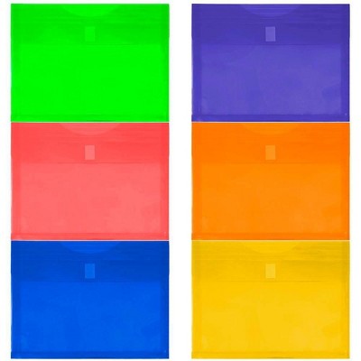 Jam Paper 9 3/4'' X 13'' 6pk Plastic Envelopes With Button String Tie  Closure, Letter Booklet - Multicolor : Target