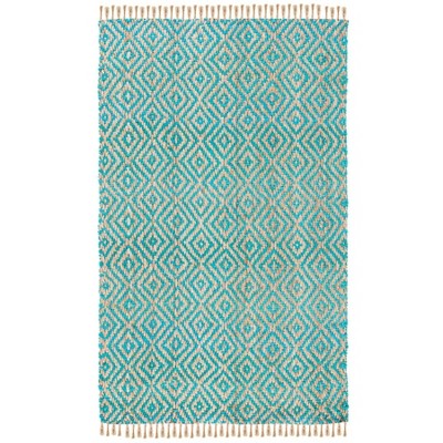 Natural Fiber NF266 Hand Woven Indoor Area Rug - Turquoise/Natural - 5'x8' - Safavieh.