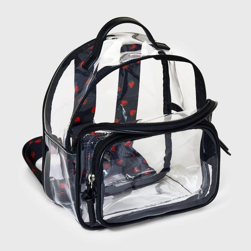 Girls&#39; 8.5&#39; Mini Backpack with Strawberry Straps - art class&#8482; Black/Clear, 4 of 6
