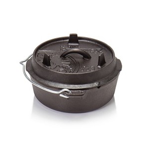Petromax Cast Iron Dutch Oven for Cooking or Baking Outdoors Over Campfire or in the Home, Pre-Seasoned Cookware Heats Evenly, Flat Base, 1.7 Qt - 1 of 4