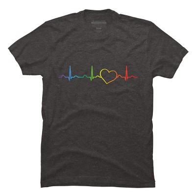 Adult Design By Humans Rainbow Pride Heartbeat By Luckyst T-Shirt