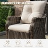 YARDSIGHT 2-Piece Outdoor Wicker Swivel Glider Chair Set with Red Cushions and Glass Table for Patio or Garden - 4 of 4