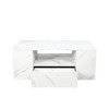 Modern Coffee Tables for Living Room, LED Coffee Table, Storage Coffee Table, Wood Center Table with 2 Drawers and Open Side Shelf, White - 4 of 4
