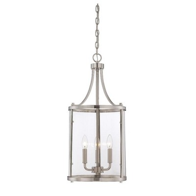 Penrose Satin Nickel 3-Light Clear Glass Chandelier