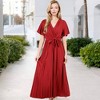 Anna-Kaci Women's V-Neck Flutter Sleeve Maxi Dress with Pleated Skirt and Waist Tie - 4 of 4