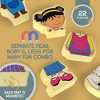 VEBO 22pc Wooden Magnetic Figures Mix & Match Family Set - Compatible with All Magnetic Tiles Sets - Educational STEM Building Toy Pretend Playset - 3 of 4