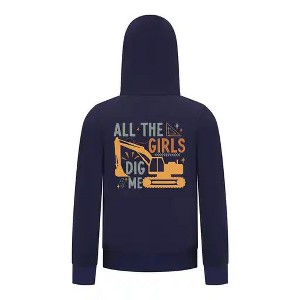 Everyday Kids All the Girls Dig Me Boys Zip Up Hoodie – Funny Construction Truck Sweatshirt - 1 of 4