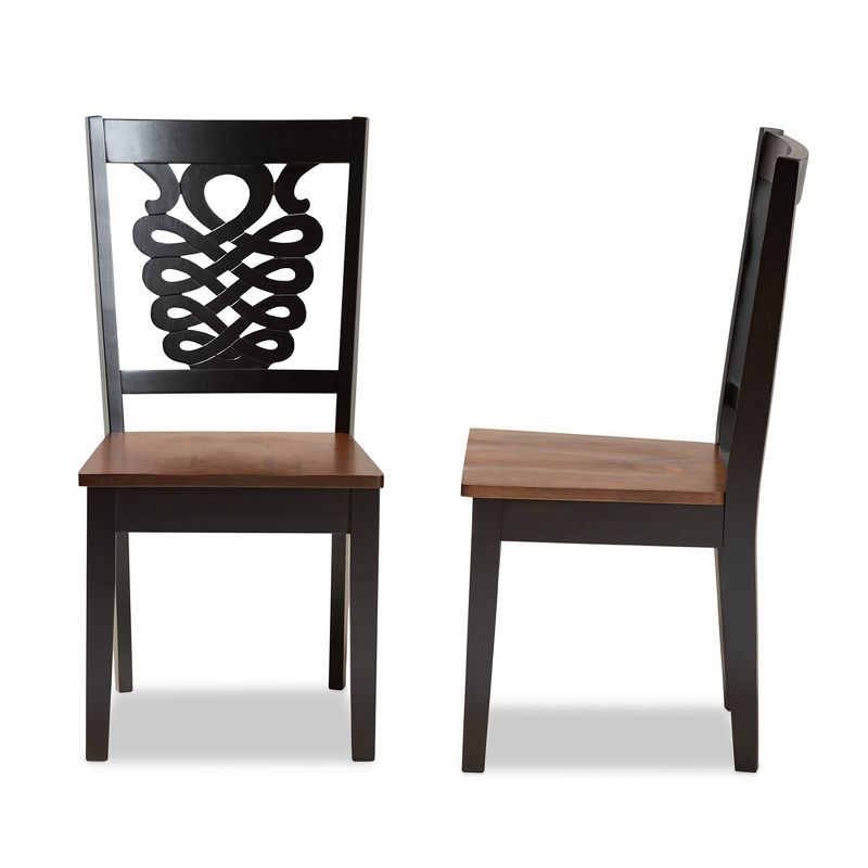 2pc Wood Gervais Two-Tone Dining Chair Set Dark Brown - Baxton Studio, 4 of 9