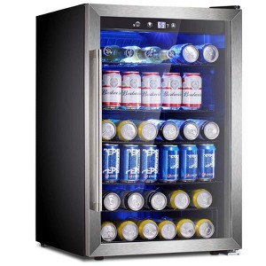 R.W.FLAME 4.5 Cu.Ft Beverage Fridge, 145-Can Mini Cooler with Glass Door for Soft Drinks, Freestanding with Adjustable Shelving - 1 of 4