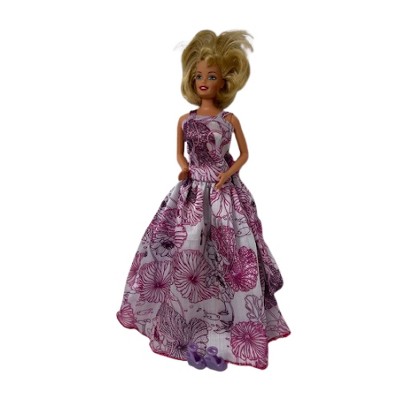 Elegant Pink and Purple Flower Evening Gown for Barbie and 11.5-Inch Fashion Dolls
