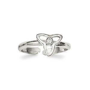Black Bow Jewelry Cubic Zirconia Trinity Toe Ring in Sterling Silver - 1 of 2