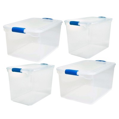 Homz 112 Quart Heavy Duty Clear Plastic Stackable Storage Containers, 2 Pack, with 66 Quart Heavy Duty Stackable Storage Containers, Clear, 2 Pack