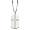 Chisel Stainless Steel Polished Laser Cut Cross Dog Tag on a 24" Rope Chain Necklace - 2 of 4