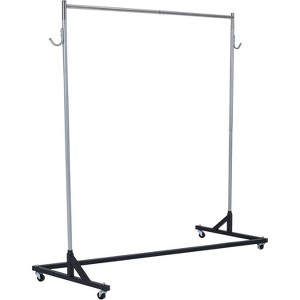 Acekool Z-Shape Garment Rack on Wheels, Orange or Black Base, Silver Poles, 2 Dust Covers, for Retail Display or Closet Storage - 1 of 4