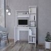 Vynxaria White 3-Tier Storage Shelves Computer Desk with Hutch - 2 of 4