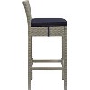 Modway Conduit Outdoor Patio Wicker Rattan Bar Stool - Light Gray Navy - 2 of 3