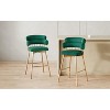 Green 26" Bar Height Bar Stool, Set of 2, 180° Swivel Upholstered Bar Stool - 2 of 4
