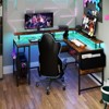 Tangkula L-Shaped Gaming Desk w/ LED Lights & Power Outlets Monitor Stand Fabric Bag - 3 of 4