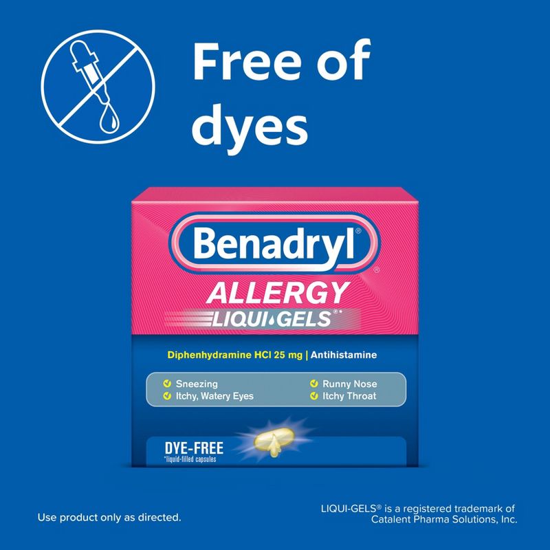 Benadryl Dye-Free Allergy Relief Gelcaps - Diphenhydramine - 24ct, 5 of 11