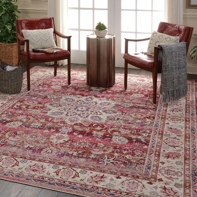 Vintage Red Wool and Synthetic 8' x 10' Area Rug
