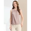Allegra K Women's Satin Round Neck Sleeveless Work Office Pleated Blouse - 2 of 4