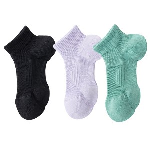 Anna-Kaci 3 Pairs Women's Ankle Athletic Socks Soft Cotton Cushioned Breathable Design with Ribbed Cuffs for Active Casual Wear - 1 of 4