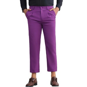 Lars Amadeus Men's Slim Fit Pleated Front Ankle Length Tapered Dress Pants - 1 of 4