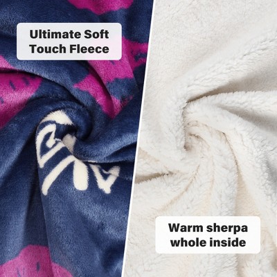Catalonia Blue and Red Fleece Sherpa Wearable Blanket with Sleeves