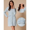 INSPIRE CHIC Women's Tweed Long Sleeves Square Neckline Knee Length Dresses - 2 of 4