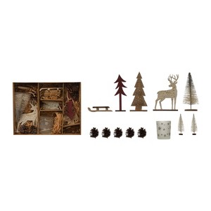 Storied Home Candle Garden Kit with Bottle Brush Trees, Tealight, Pinecones and Wood Figures, Boxed Set of 13 - 1 of 4
