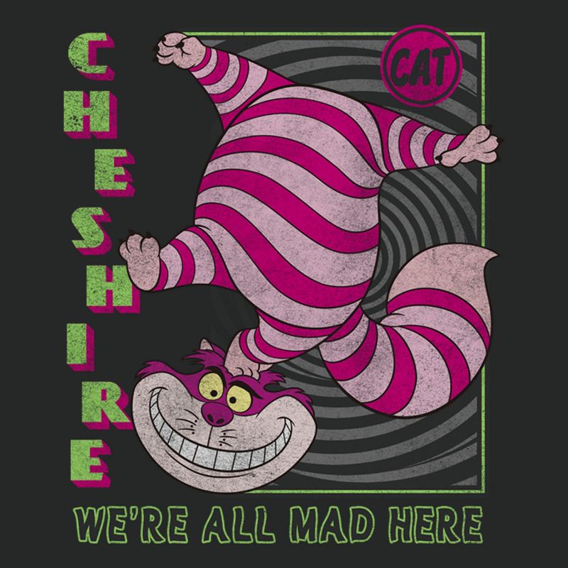 Men's Alice in Wonderland Cheshire Cat We're All Mad Here Square T-Shirt, 2 of 6