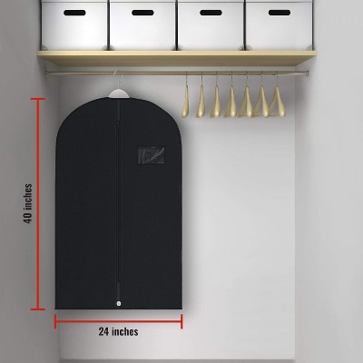 Set of 5 Black Non-Woven Zippered Garment Bags
