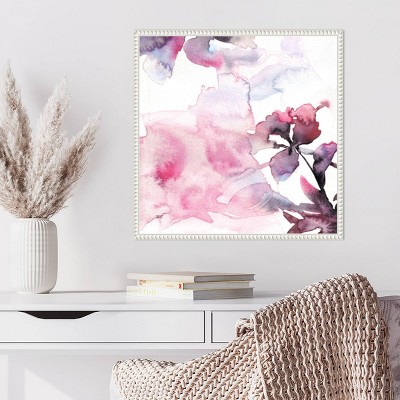 22" White Floater Frame Watercolor Floral Canvas Art Print