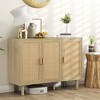 HOMCOM Bohemian Sideboard, Buffet Cabinet with Rattan Doors, Coffee Bar Cabinet with Shelves for Living Room, Hallway - 2 of 4
