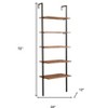 HomeRoots 72" Brown Metal and Solid Wood Five Tier Ladder Bookcase - 3 of 4
