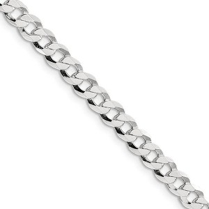 Black Bow Jewelry Men's 5.75mm Sterling Silver Solid Flat Curb Chain Necklace - 1 of 4