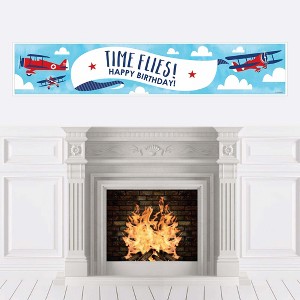 Big Dot of Happiness Taking Flight - Airplane - Vintage Plane Happy Birthday Decorations Party Banner - 1 of 4