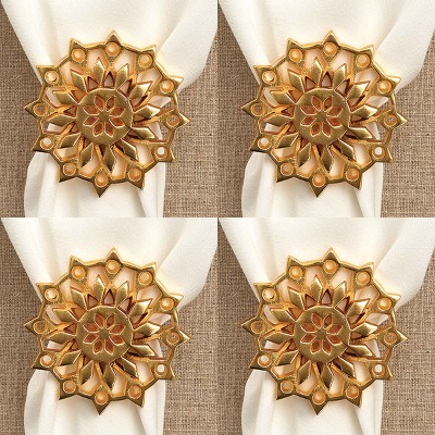 Split P Gold Snowflake Napkin Ring Set of 4