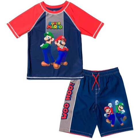 Super Mario Nintendo Mario Luigi Yoshi Bathing Suit Swim Trunks Toddler To  Little Kid : Target