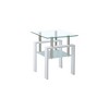 HomeRoots Set of Two Clear and White Glass and Metal Square End Tables With Shelf - 4 of 4
