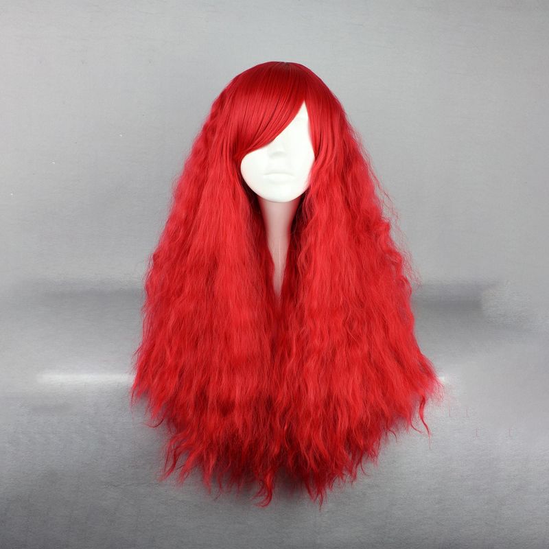 Unique Bargains Women's Curly Wig Wigs 28" Red with Wig Cap Long Hair, 2 of 7