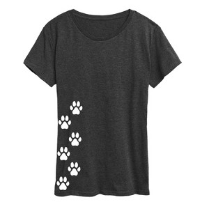 Women's - Instant Message - Vertical Pawprints Bottom Side Hit Short Sleeve Graphic T-Shirt - 1 of 4