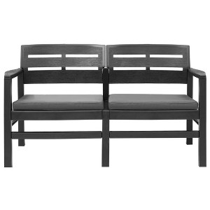 vidaXL Patio Lounge Set, 4 Piece Outdoor Furniture Set, Anthracite - Includes Coffee Table, Bench, Armchairs and Cushions - 1 of 4