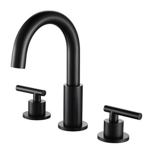 Cobbe Double Handle Widespread Faucet 3-Hole Bathroom Sink Faucet Spout Swivels 360 Degrees Matte Black - 1 of 4