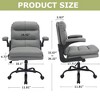 VECELO High Back Desk Chair PU Office Chair Upholstered Padding Swivel Computer Task Chair With Flip-Up Arms and Adjustable Height White/Gray - 2 of 4
