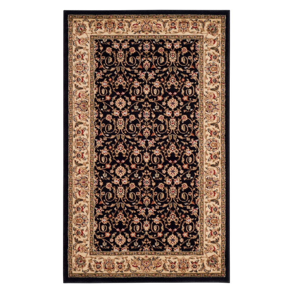 3'3inx5'3in Shanna Floral Accent Rug Black/Ivory - Safavieh