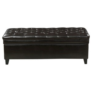 Juliana Tufted Faux Leather Storage Ottoman Espresso - Christopher Knight Home, Brown
